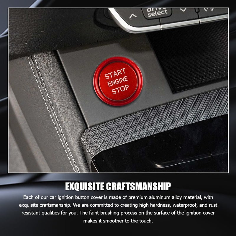 Lyxheth Car Push Start Button Cover, Engine Start Cover, Cool Aluminum Engines Starts Buttons Covers with Metal Ring for Cars Decorations, Car Engine Start Button Decal Accessory for Audi A4 (Red) - Image 5